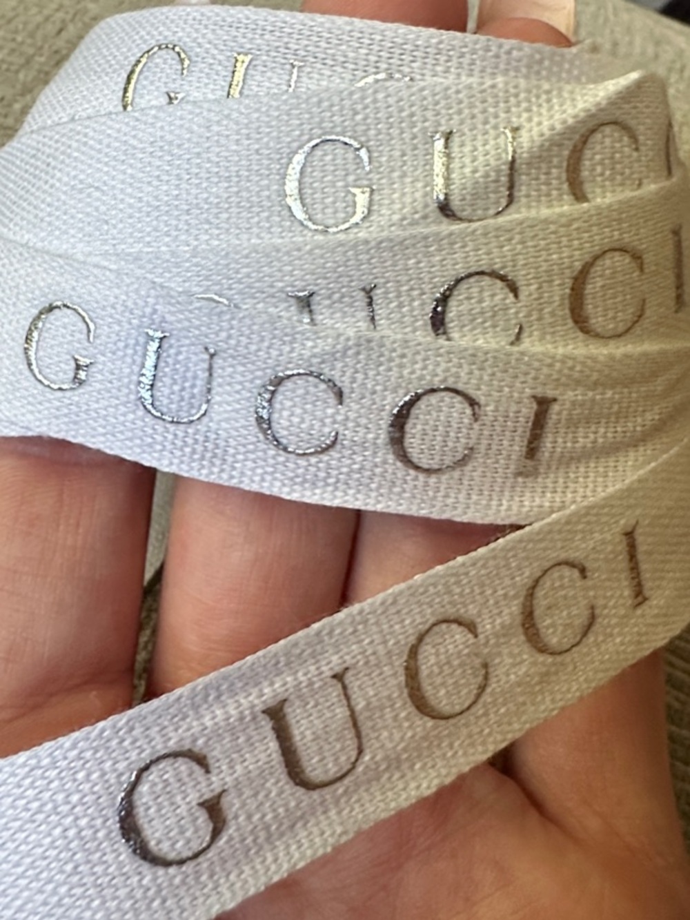 Gucci White Branded Ribbon - Luxury Home Accent 100% Authentic